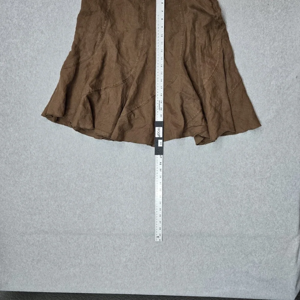 J Jill Women Skirt 8P Brown Linen A-Line Coastal Beach